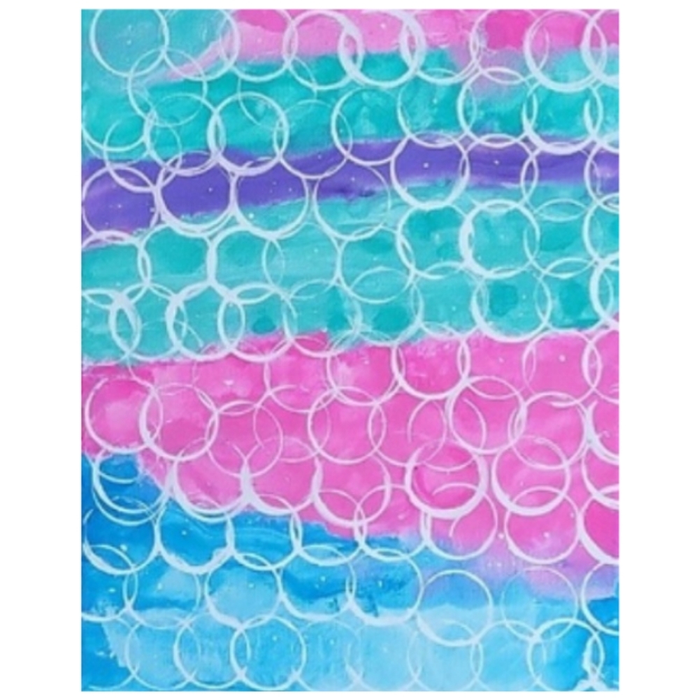 Hand Crafted Mermaidcore Abstract Design 11x14 Inches Canvas Painting - Picture 2 of 4